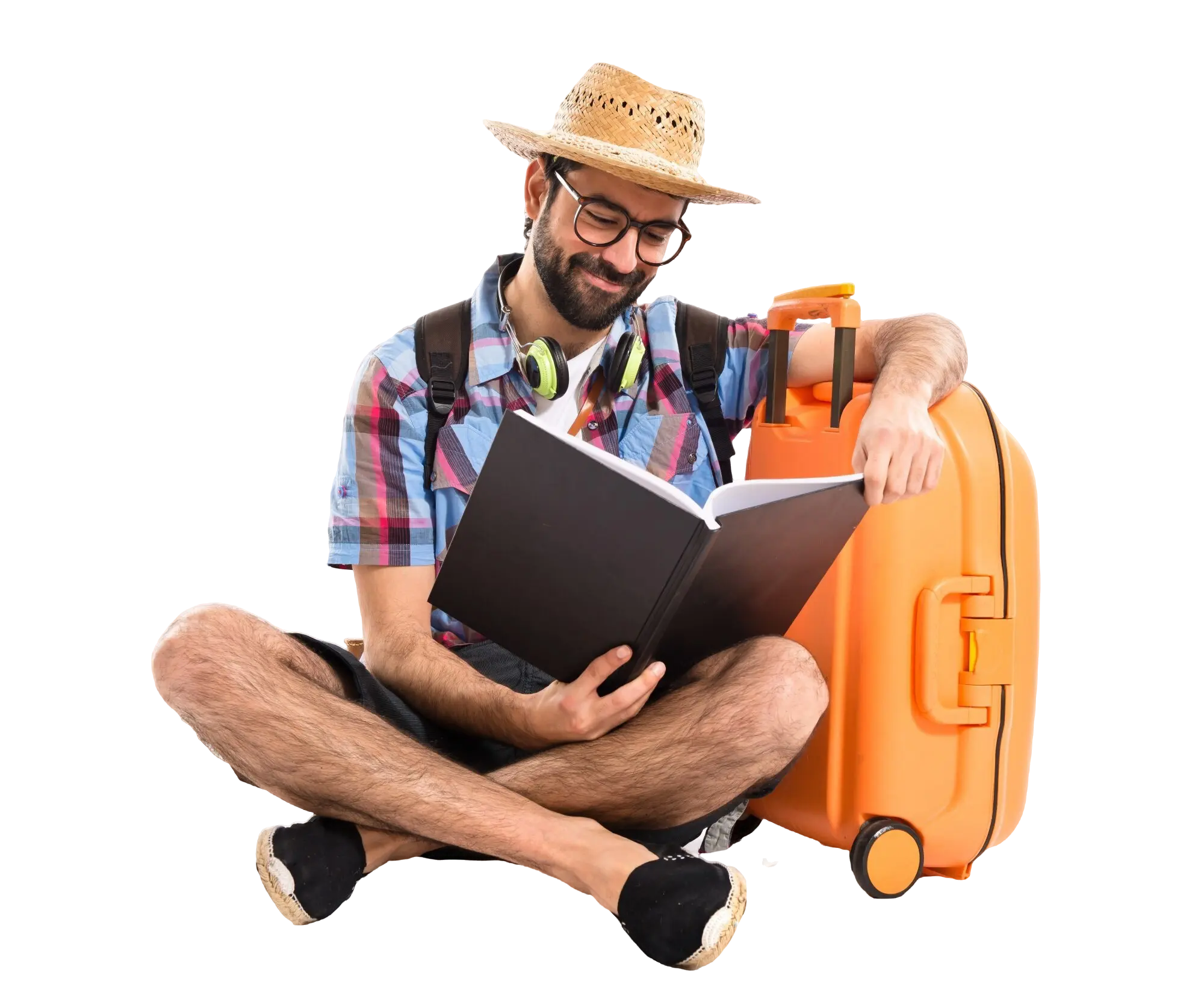 tourist-reading-book